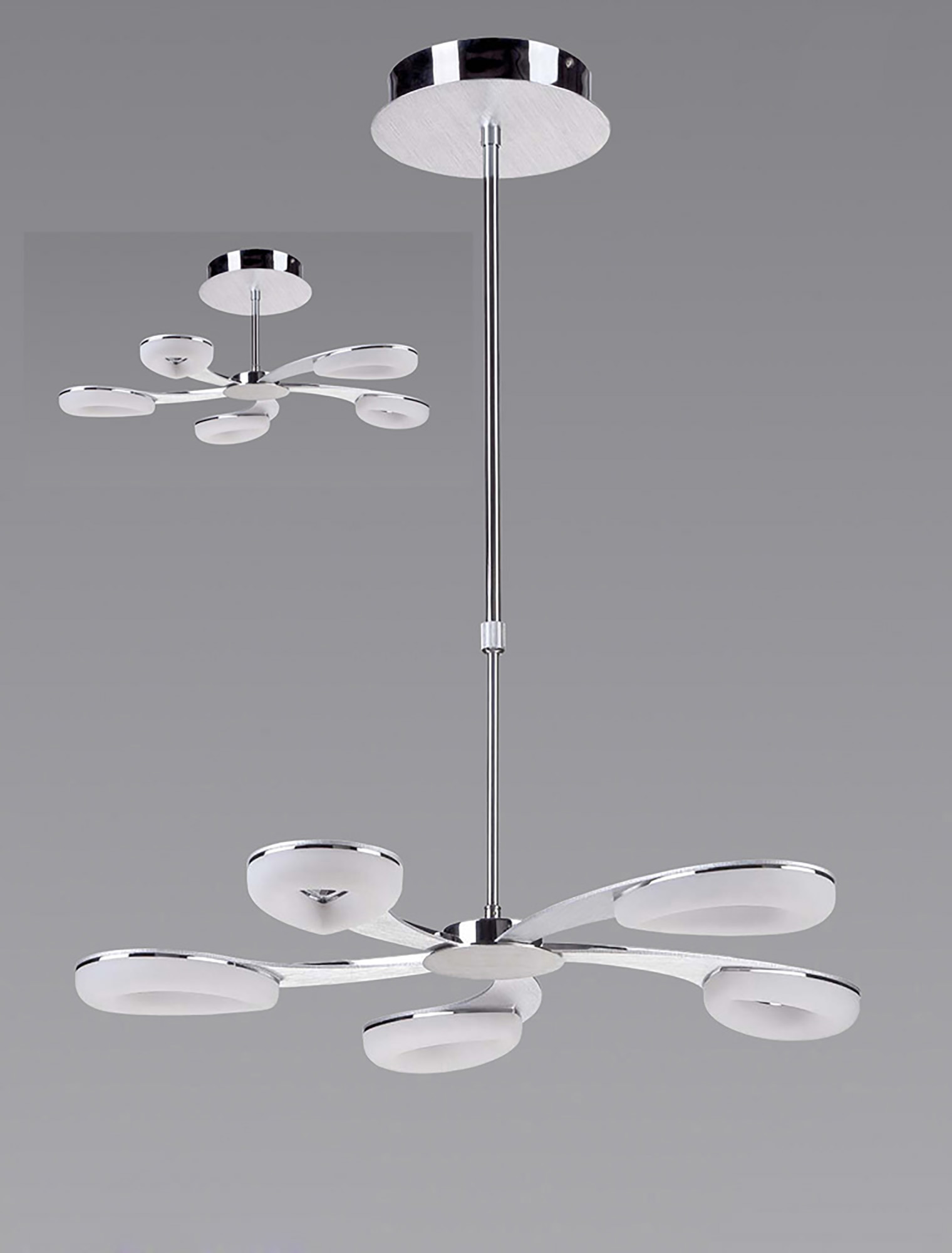 Juno Satin Aluminium Ceiling Lights Mantra Fusion Multi Arm Fittings